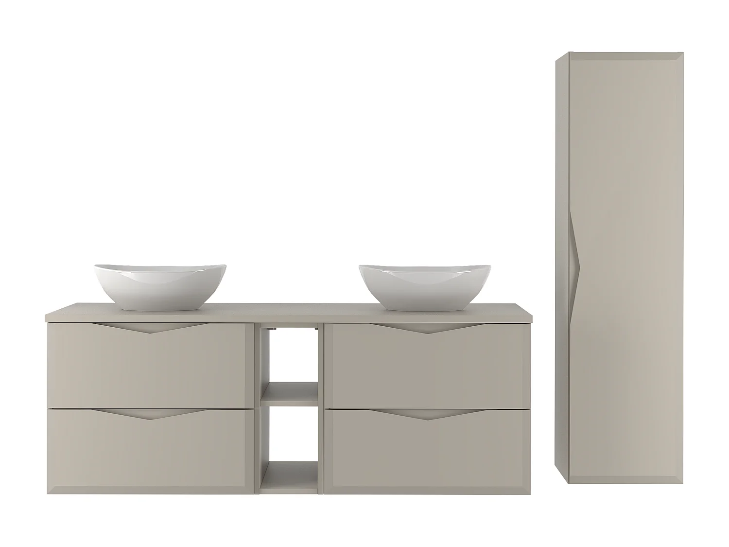 Ensemble de salle de bain en cachemire 140 cm Armoire avec plateau Étagère Lavabo Colonne Delica