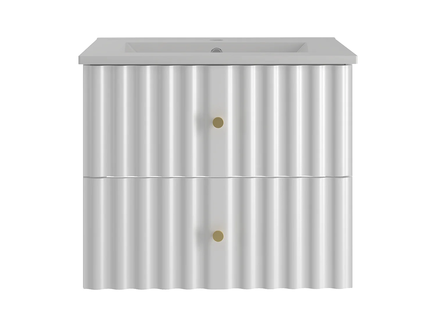 Ensemble de salle de bain blanc 60 cm Meuble avec lavabo Façades rainurées Aqua