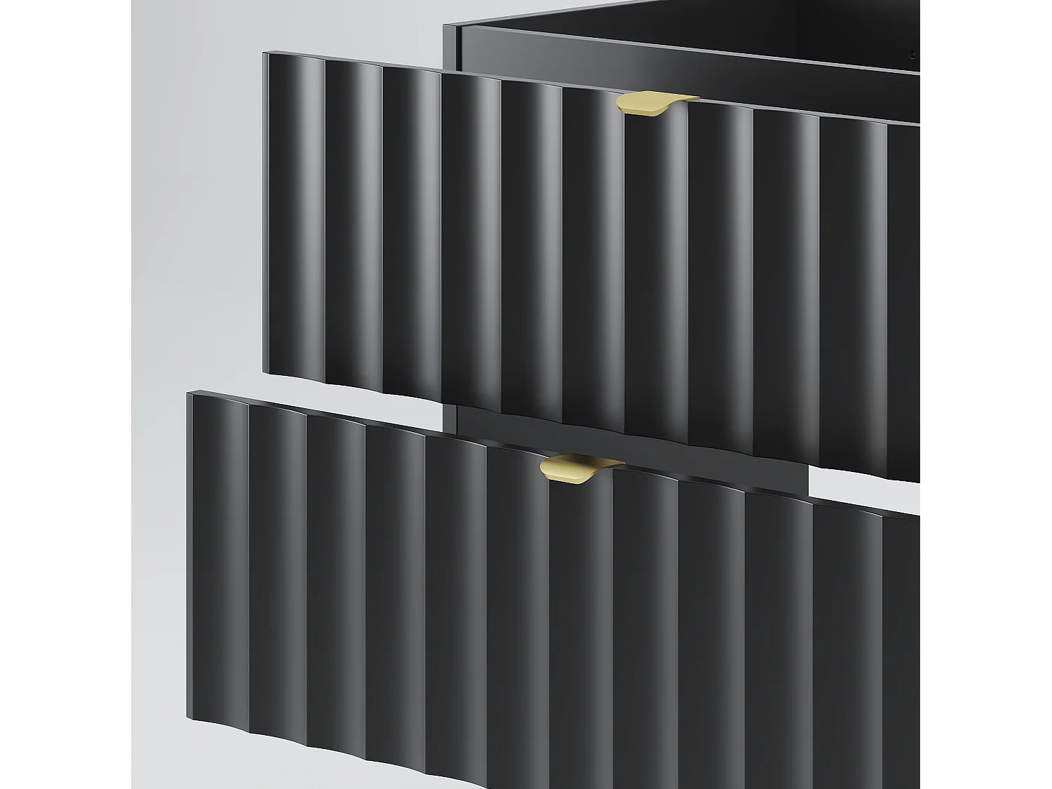 Ensemble de salle de bain noir 60 cm Armoire avec plan de travail Lavabo Façades rainurées Arcos