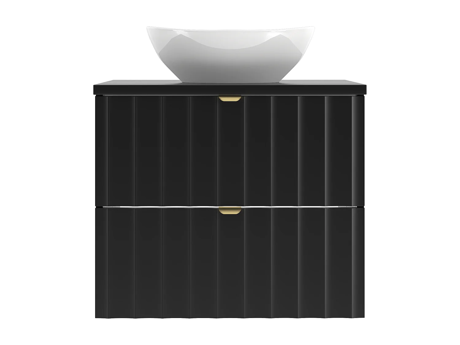 Ensemble de salle de bain noir 60 cm Armoire avec plan de travail Lavabo Façades rainurées Arcos