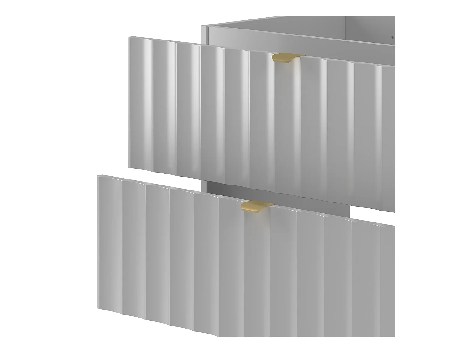 Ensemble de salle de bain blanc 140 cm Armoire avec plateau Étagère Lavabo Façades rainurées Arcos