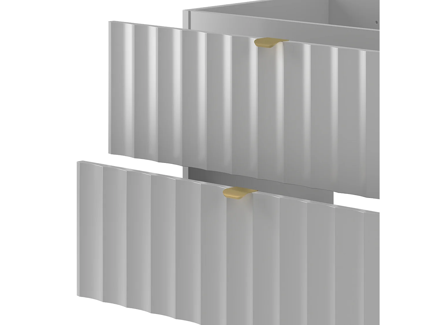 Ensemble de salle de bain blanc 140 cm Armoire avec plateau Étagère Lavabo Façades rainurées Arcos