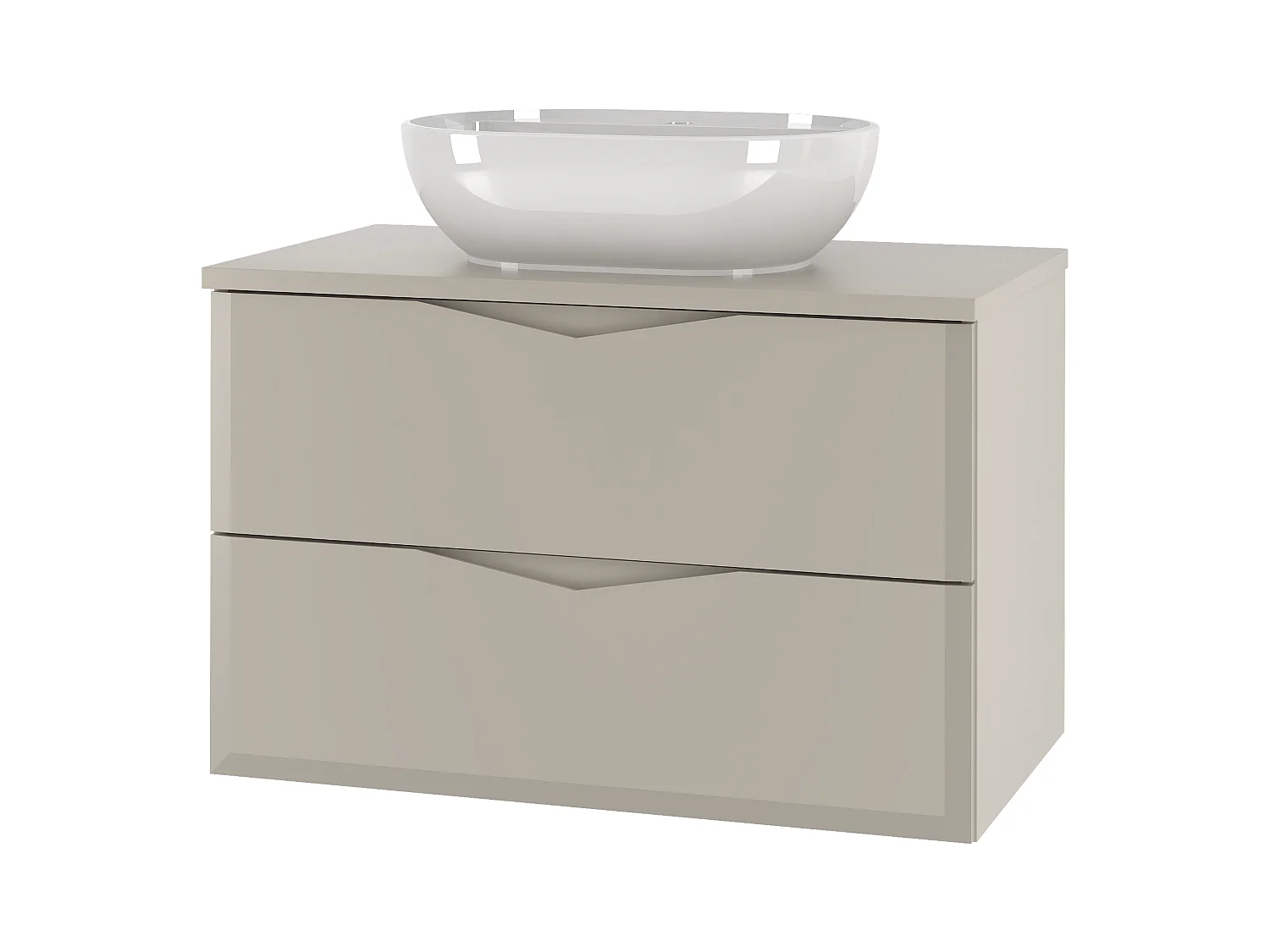 Kaschmir-Badezimmer-Set 80 cm Schrank mit Waschtischplatte und Waschbecken Delica