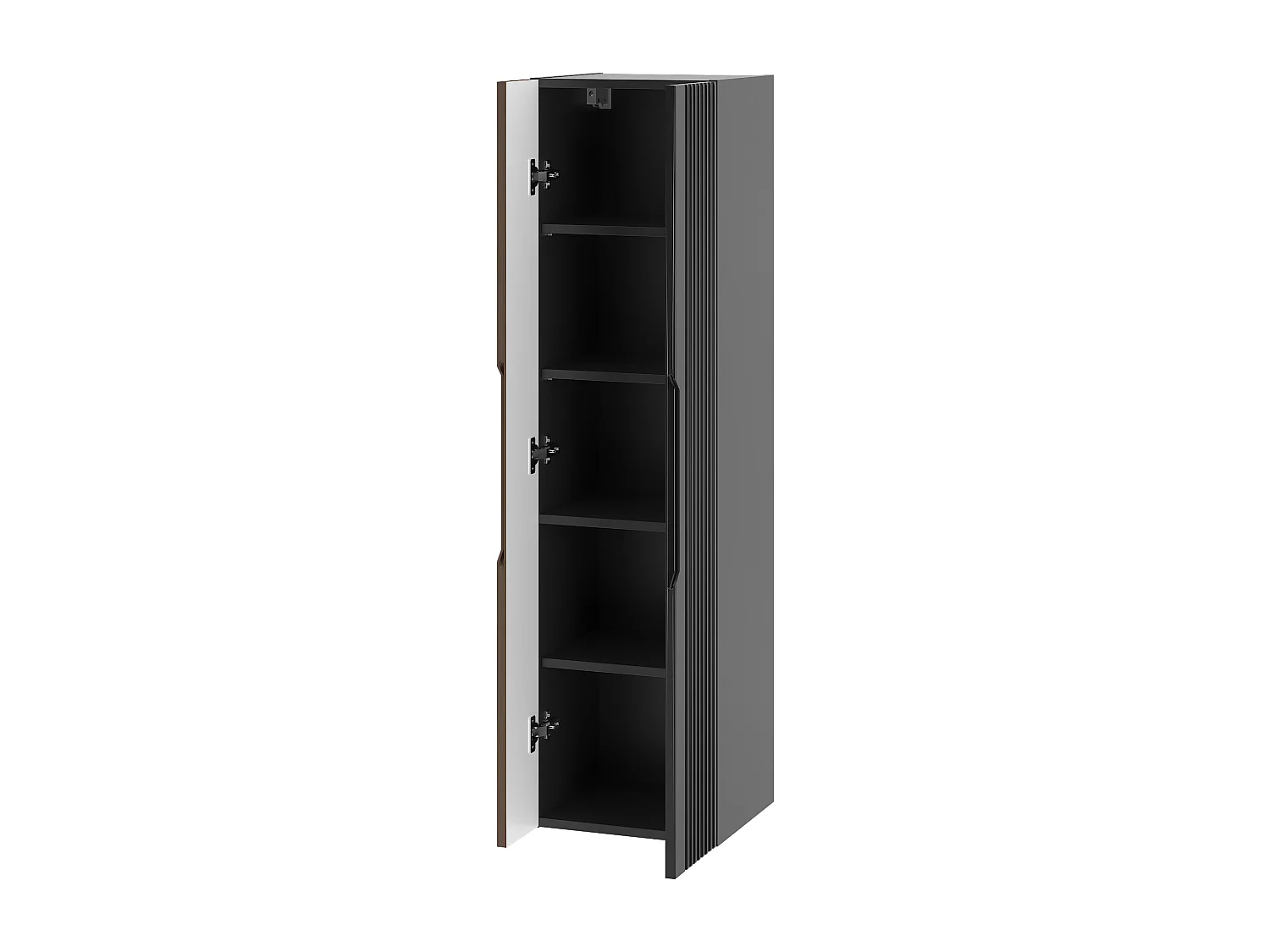 Ensemble de salle de bain 140 cm Armoire avec plateau Étagère Lavabo Colonne Noir mat / Noyer Avella