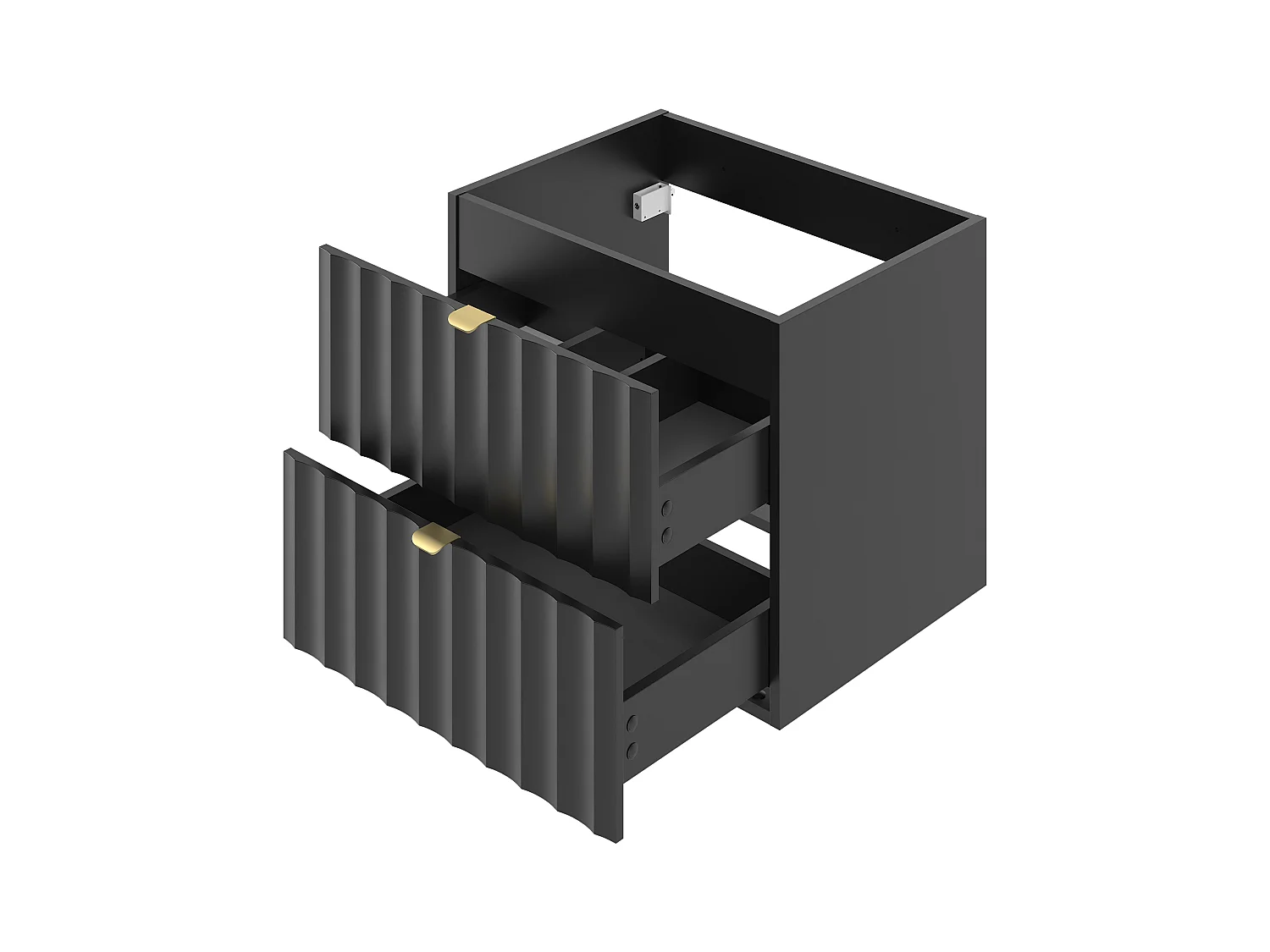 Ensemble de salle de bain noir 80 cm Meuble avec plan de travail Lavabo Façades rainurées Arcos