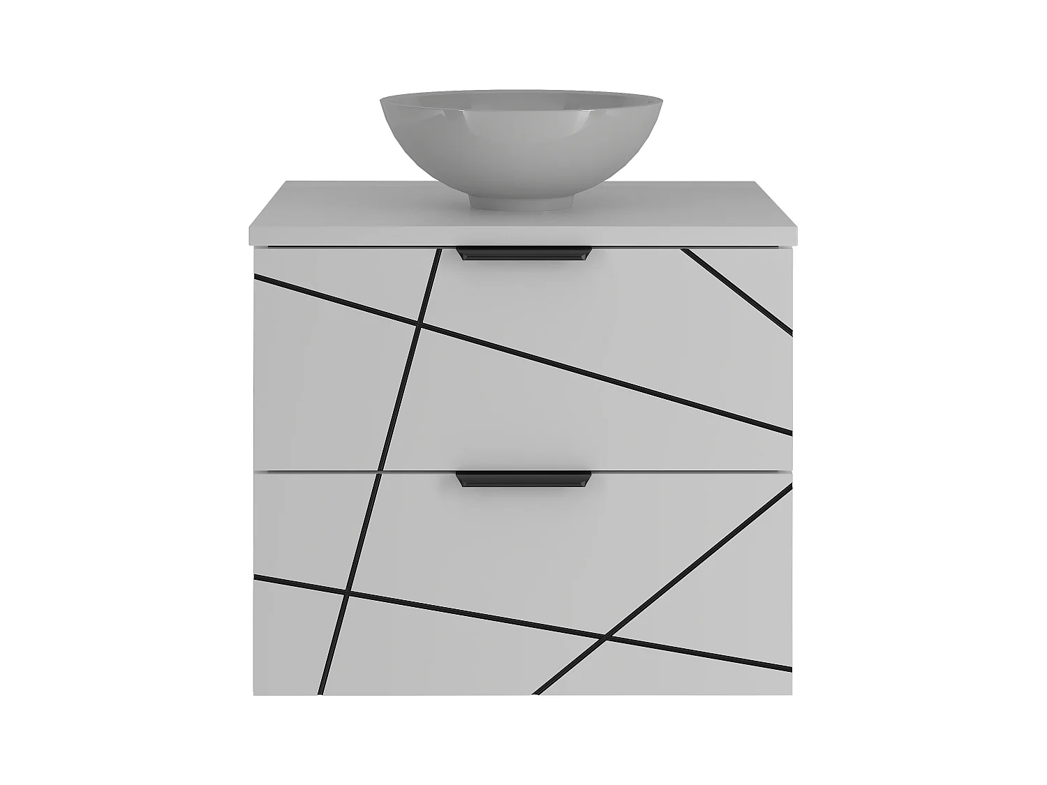 Badezimmer-Set 60 cm Schrank mit Waschtisch und Waschbecken Weiß Matt Wood