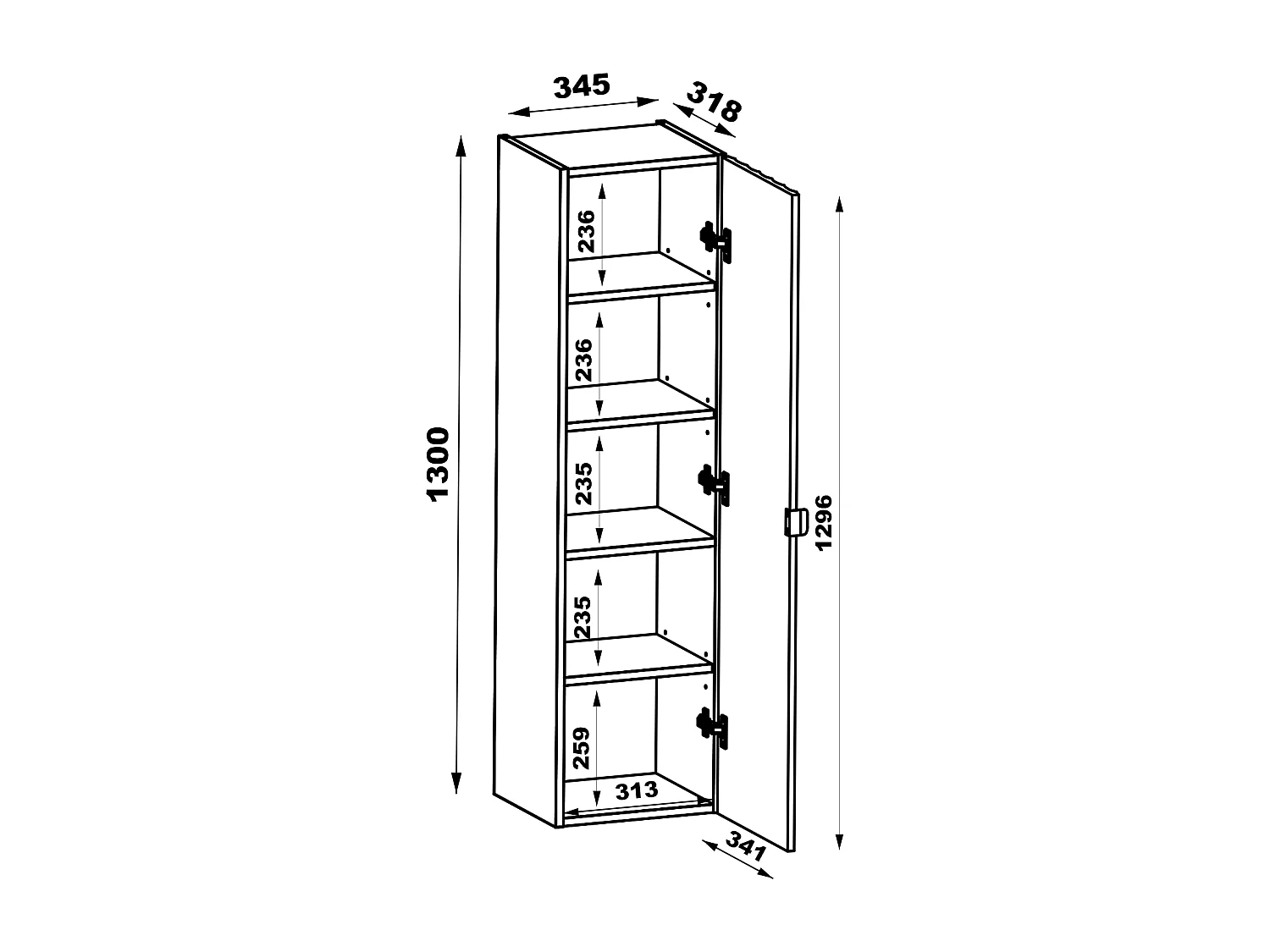 Armoire de salle de bain blanche Colonne haute Façades rainurées Arcos
