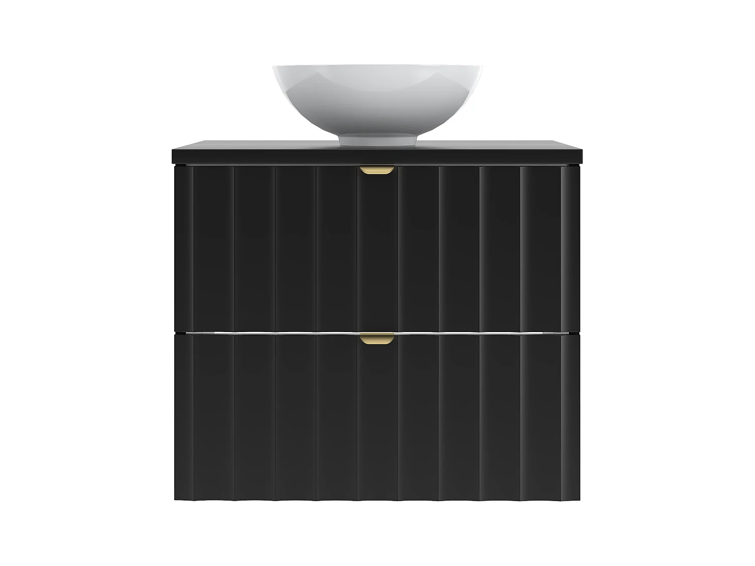 Ensemble de salle de bain noir 60 cm Meuble avec plan de travail Lavabo Façades rainurées Arcos