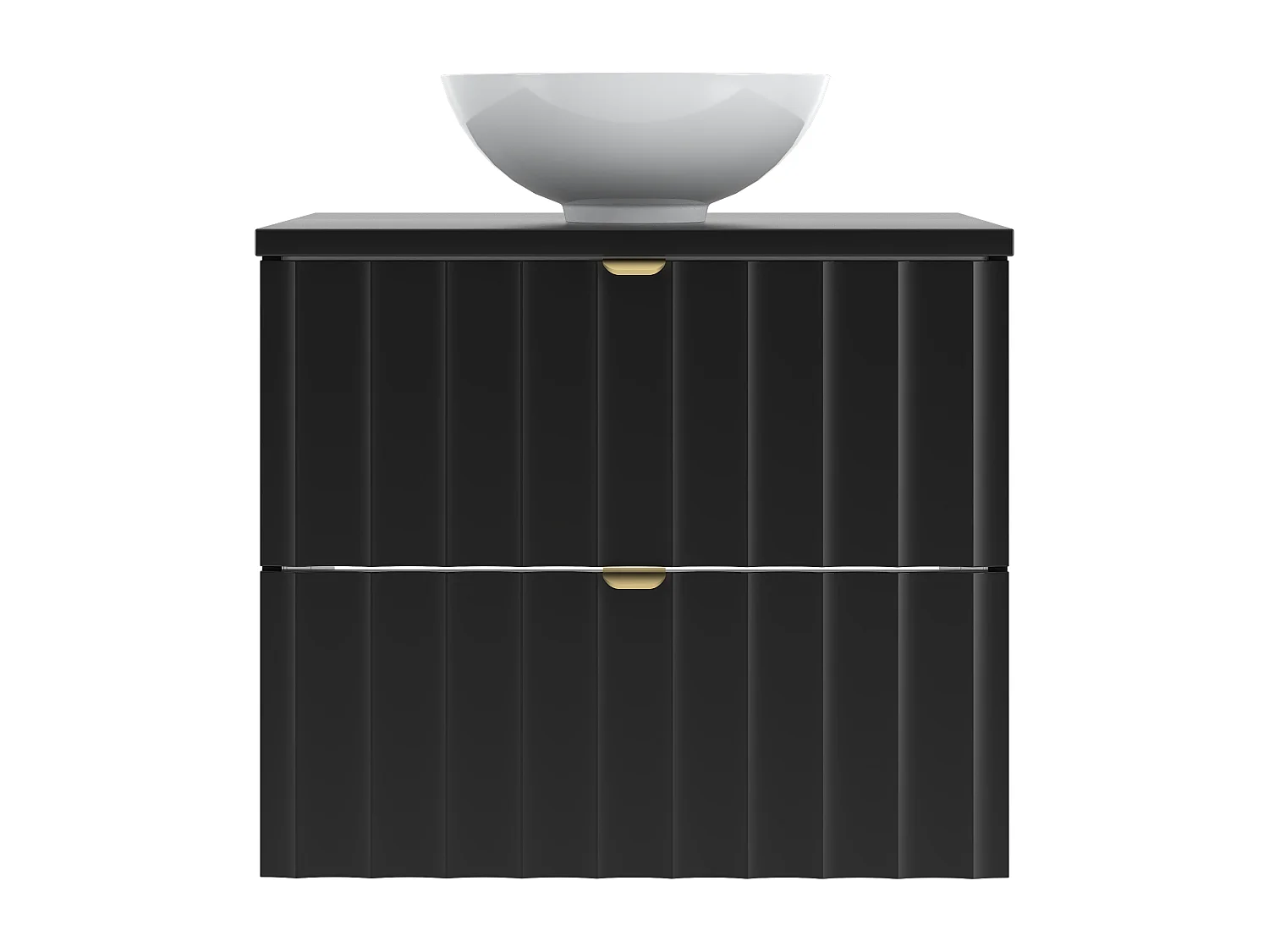 Ensemble de salle de bain noir 60 cm Meuble avec plan de travail Lavabo Façades rainurées Arcos