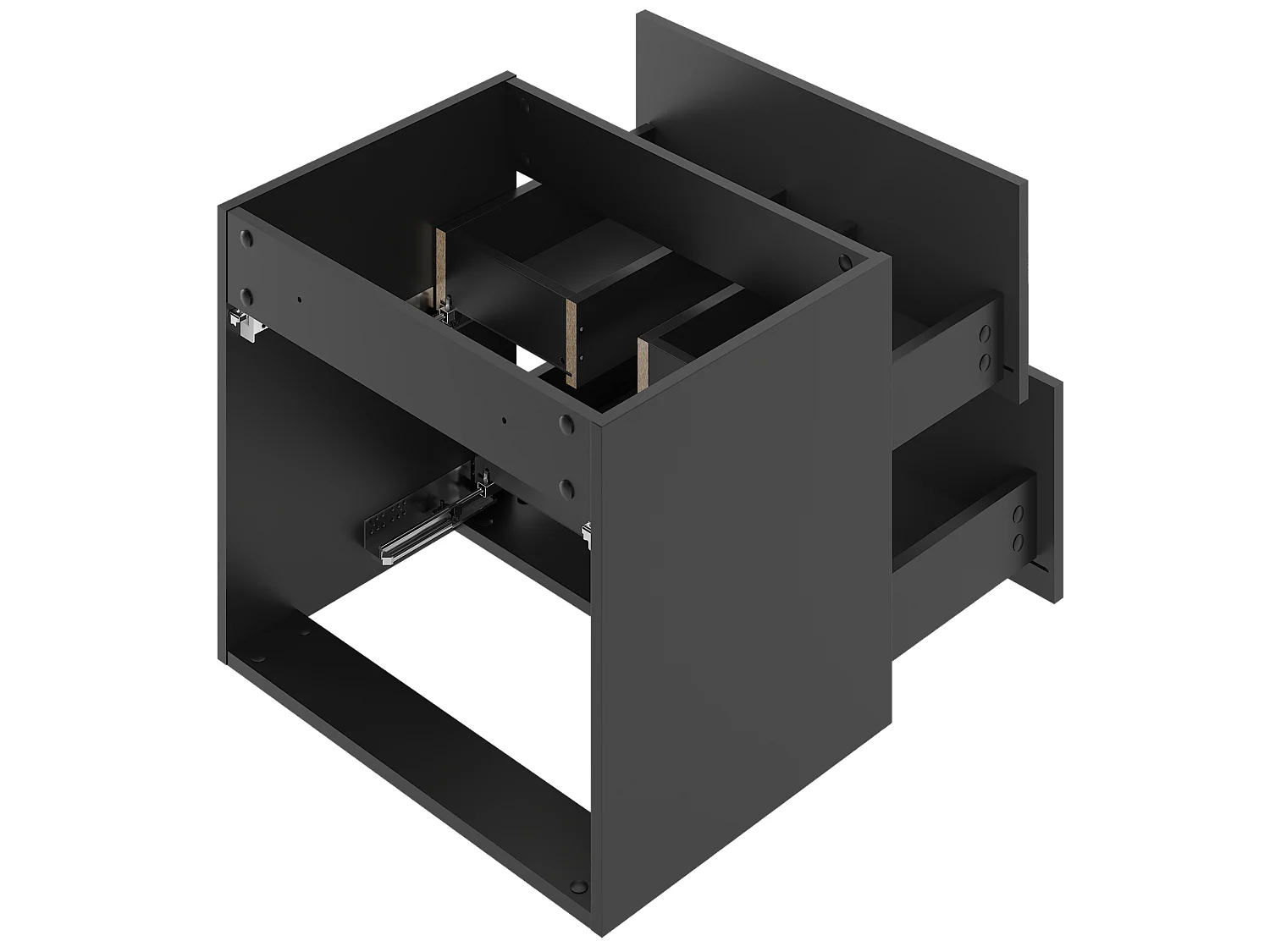 Ensemble de salle de bain noir 60 cm Meuble avec plan de travail Lavabo Façades rainurées Arcos