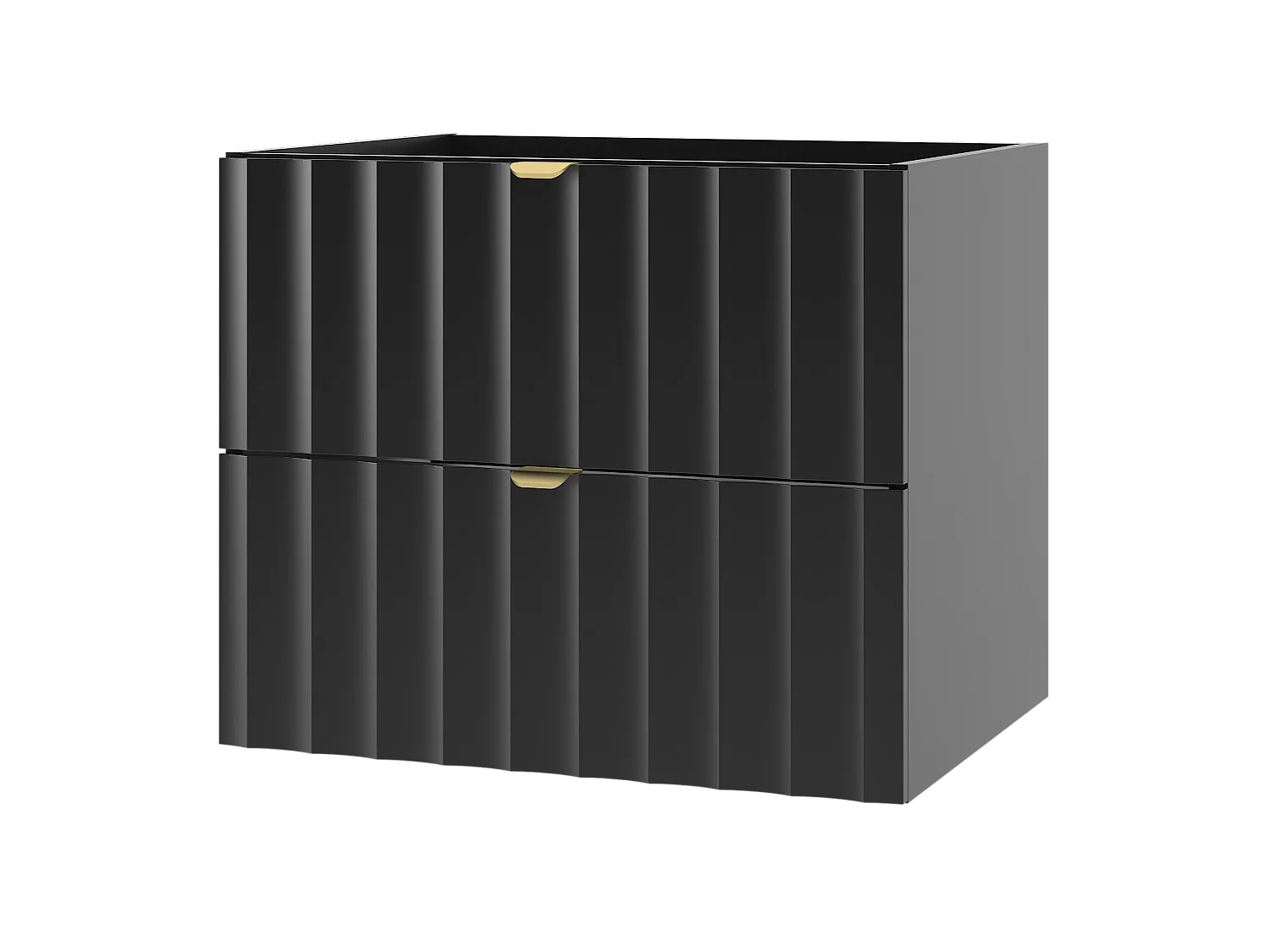 Ensemble de salle de bain noir 60 cm Meuble avec plan de travail Lavabo Façades rainurées Arcos