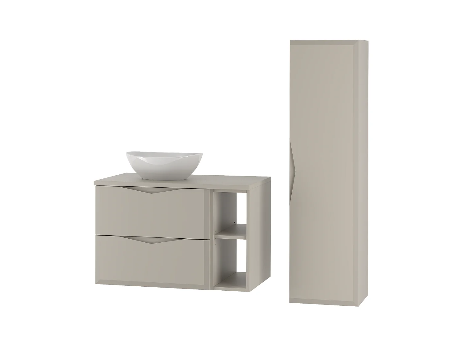 Ensemble de salle de bain en cachemire 80 cm Armoire avec plan de travail Lavabo Étagère Colonne Delica