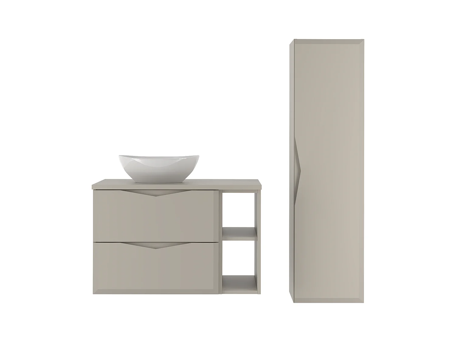 Ensemble de salle de bain en cachemire 80 cm Armoire avec plan de travail Lavabo Étagère Colonne Delica