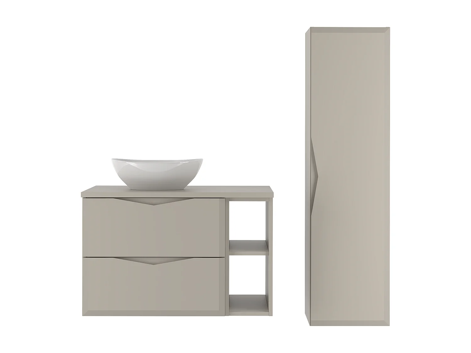 Ensemble de salle de bain en cachemire 80 cm Armoire avec plan de travail Lavabo Étagère Colonne Delica