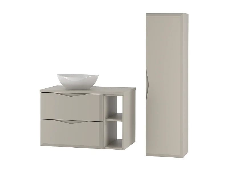 Kasjmier badkamerset 80 cm Kast met blad Wastafel Rek Delica-kolom