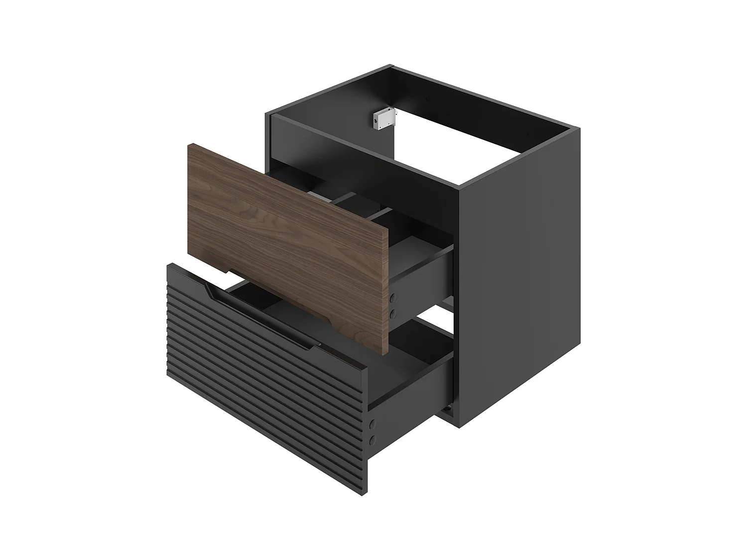 Ensemble de salle de bain 60 cm Meuble avec lavabo Colonne Noir mat / Noyer Avella