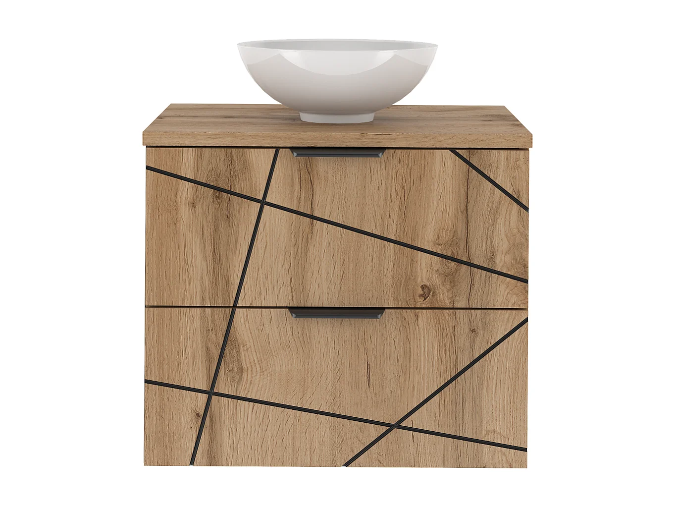 Ensemble de salle de bain 60 cm Meuble avec plan de travail Lavabo Chêne Wotan Wood