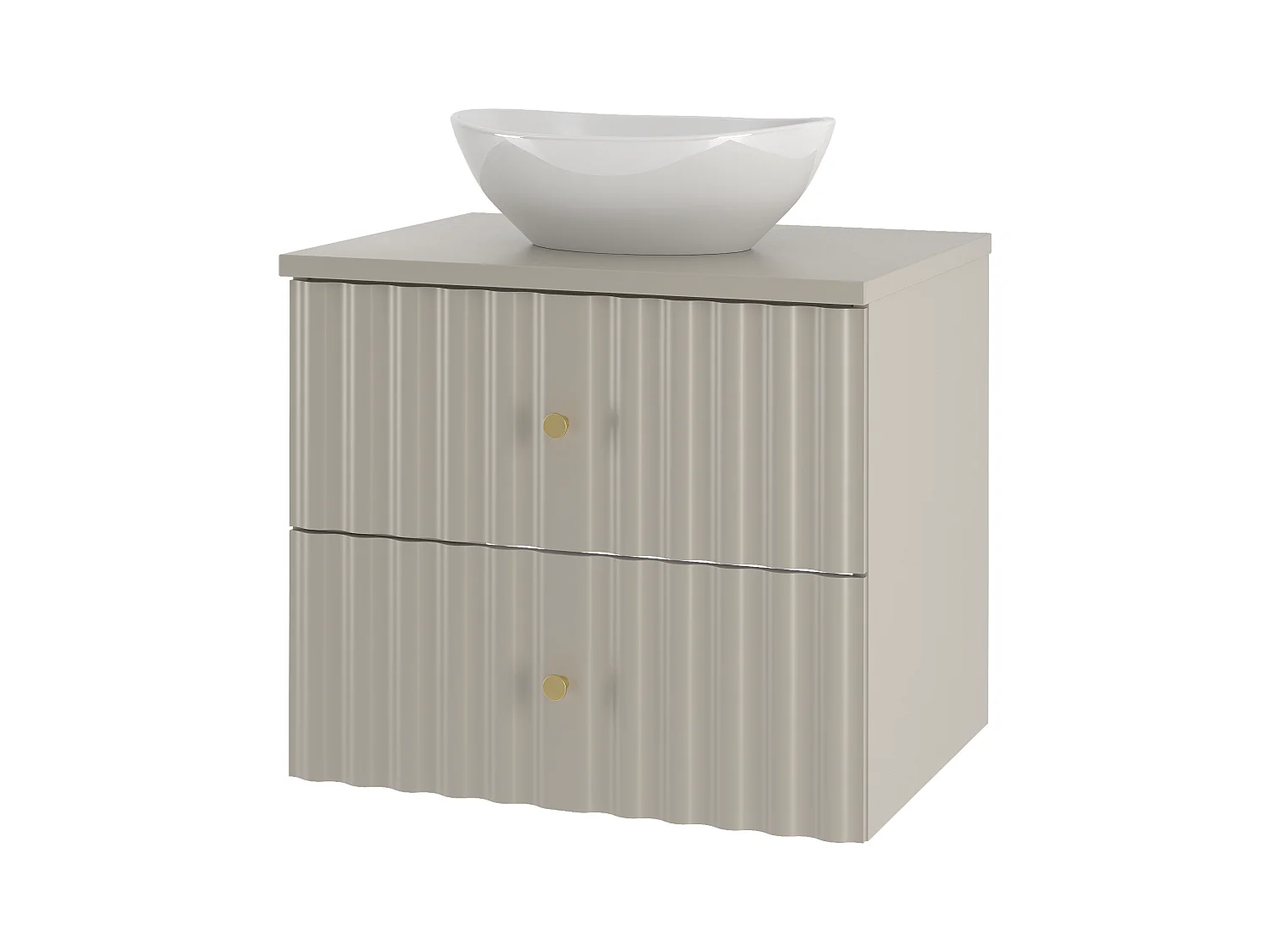 Kasjmier badkamerset 60 cm Kast met blad en wastafel Geribbelde fronten Aqua