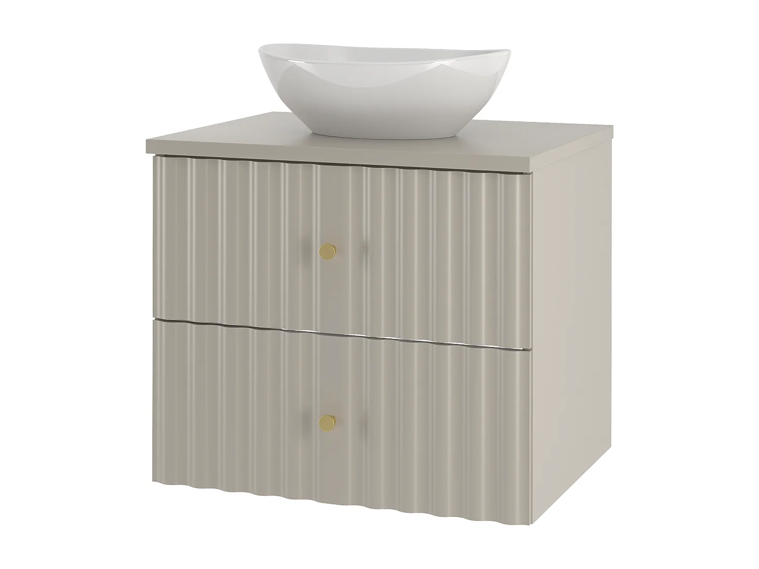 Ensemble de salle de bain en cachemire 60 cm Armoire avec plan de travail et lavabo Façades rainurées Aqua