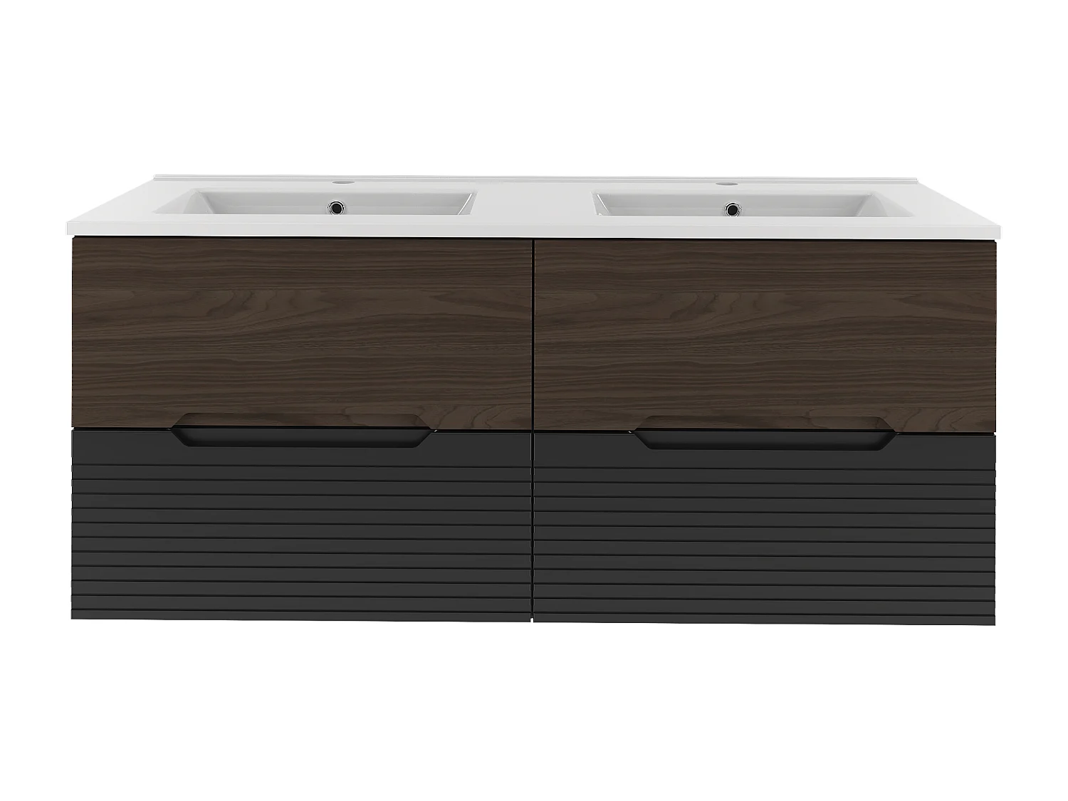 Ensemble de salle de bain 120 cm Meuble avec lavabo Noir mat / Noyer Avella