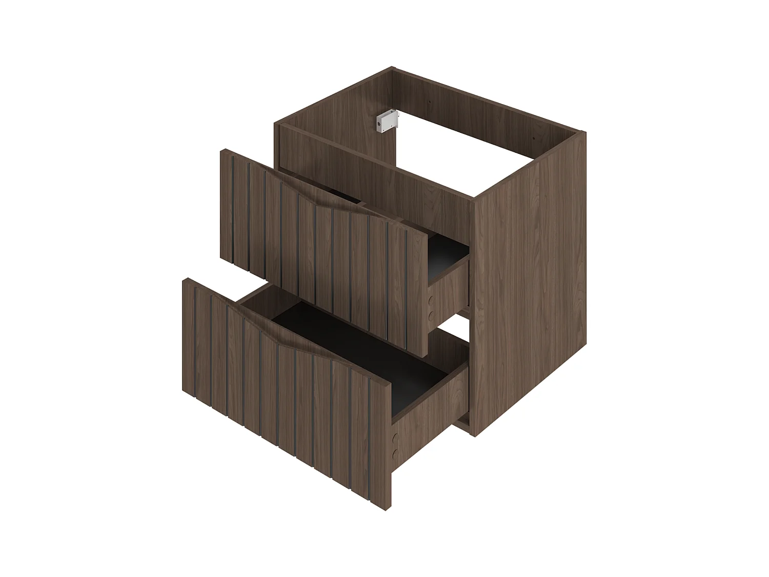 Ensemble de salle de bain 60 cm Armoire avec plan de travail Lavabo Colonne Façades rainurées Chêne Noyer Stella