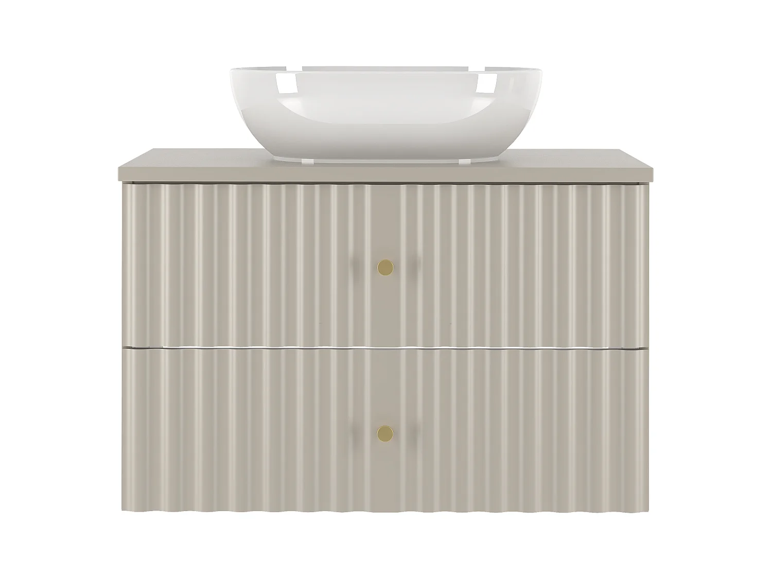 Ensemble de salle de bain en cachemire 80 cm Armoire avec plan de travail et lavabo Façades rainurées Aqua