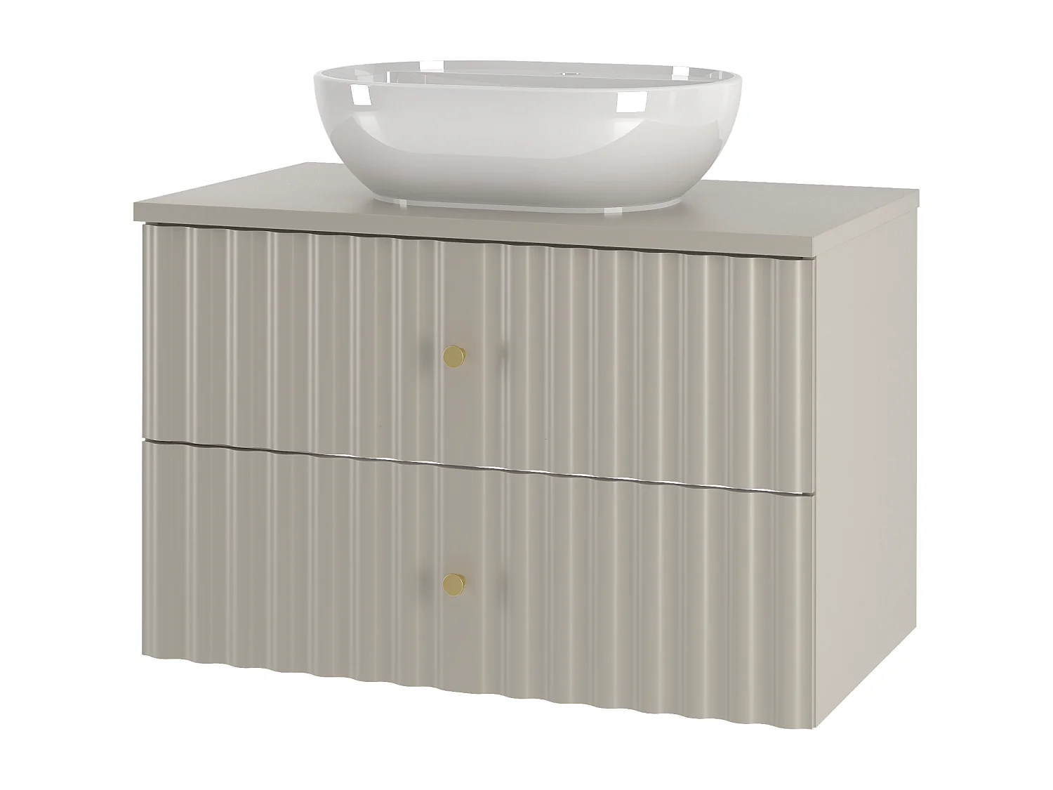 Ensemble de salle de bain en cachemire 80 cm Armoire avec plan de travail et lavabo Façades rainurées Aqua