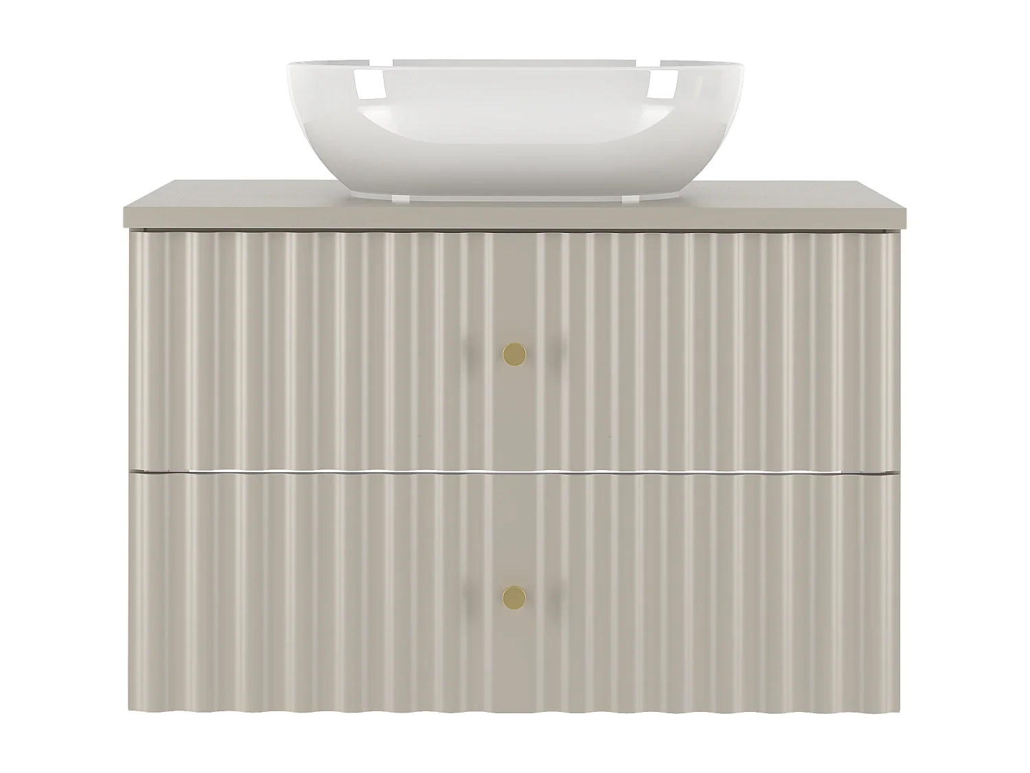 Ensemble de salle de bain en cachemire 80 cm Armoire avec plan de travail et lavabo Façades rainurées Aqua