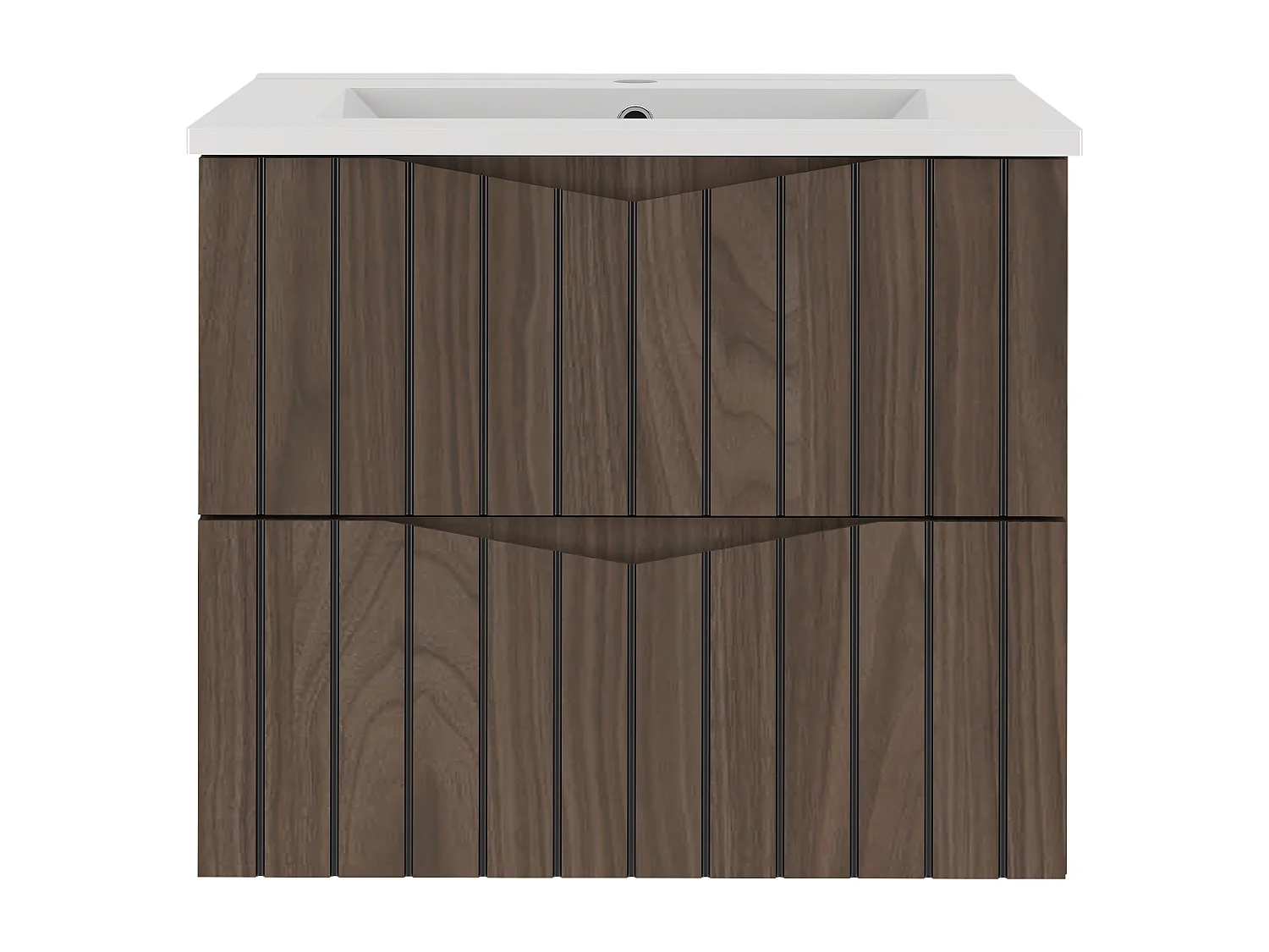 Ensemble de salle de bain 60 cm Armoire avec lavabo Façades rainurées Chêne Noyer Stella