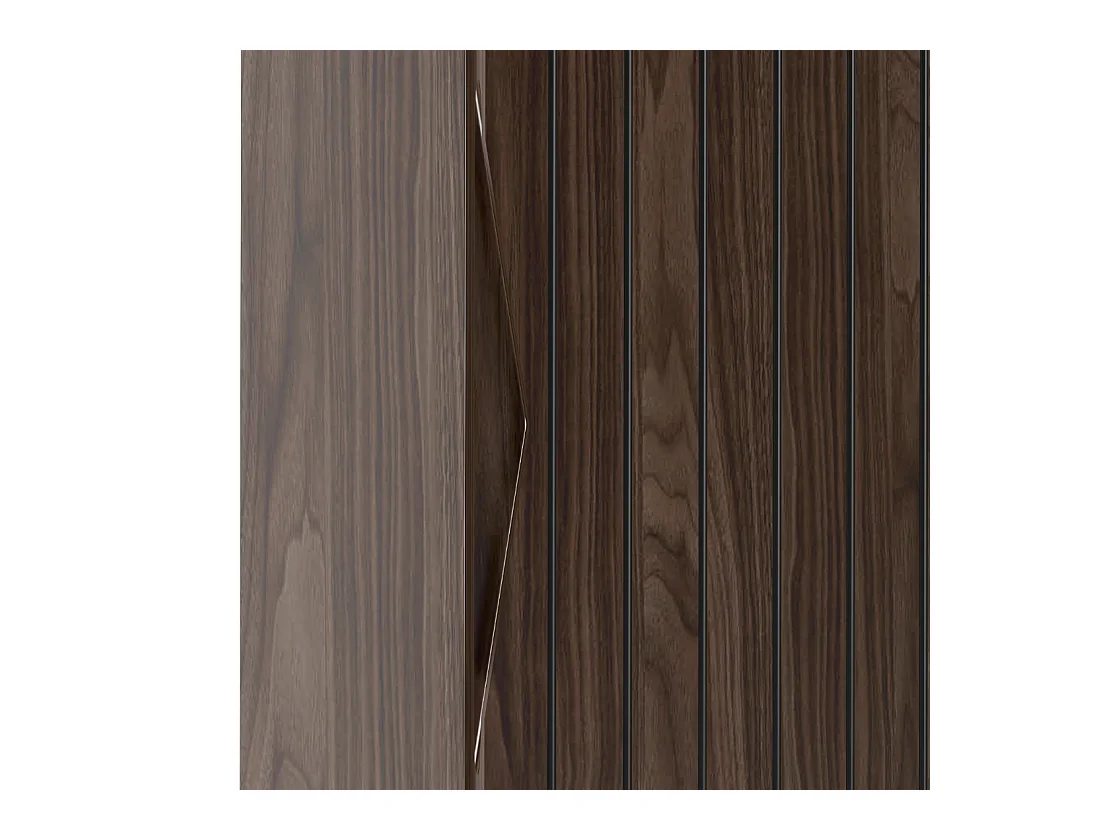 Armoire de salle de bain Colonne haute 1 porte Façades rainurées Chêne Noyer Stella