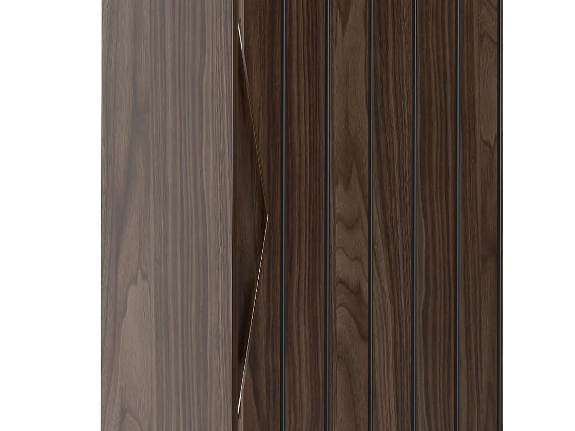 Armoire de salle de bain Colonne haute 1 porte Façades rainurées Chêne Noyer Stella