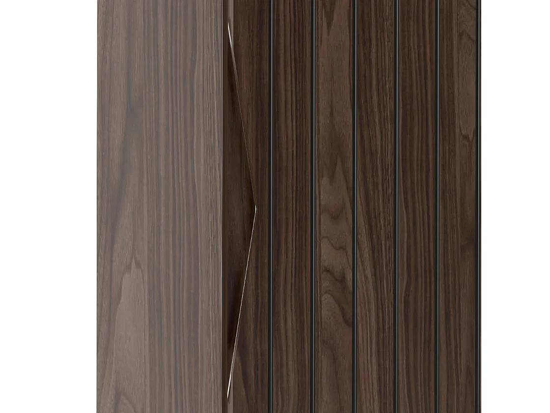 Armoire de salle de bain Colonne haute 1 porte Façades rainurées Chêne Noyer Stella