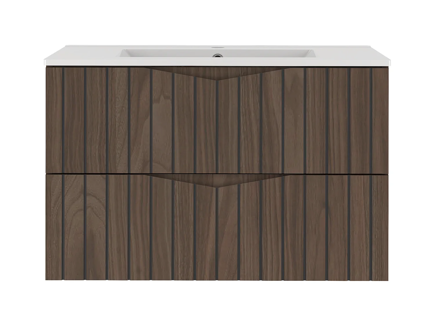 Ensemble de salle de bain 80 cm Armoire avec lavabo Façades rainurées Chêne Noyer Stella