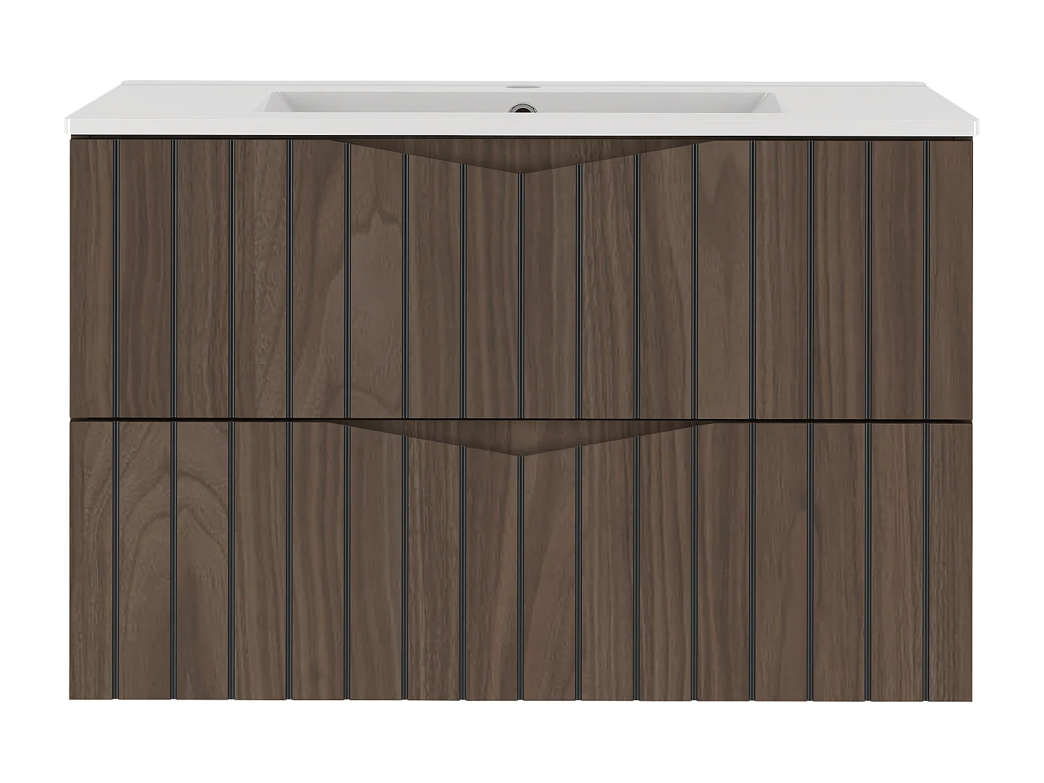 Ensemble de salle de bain 80 cm Armoire avec lavabo Façades rainurées Chêne Noyer Stella