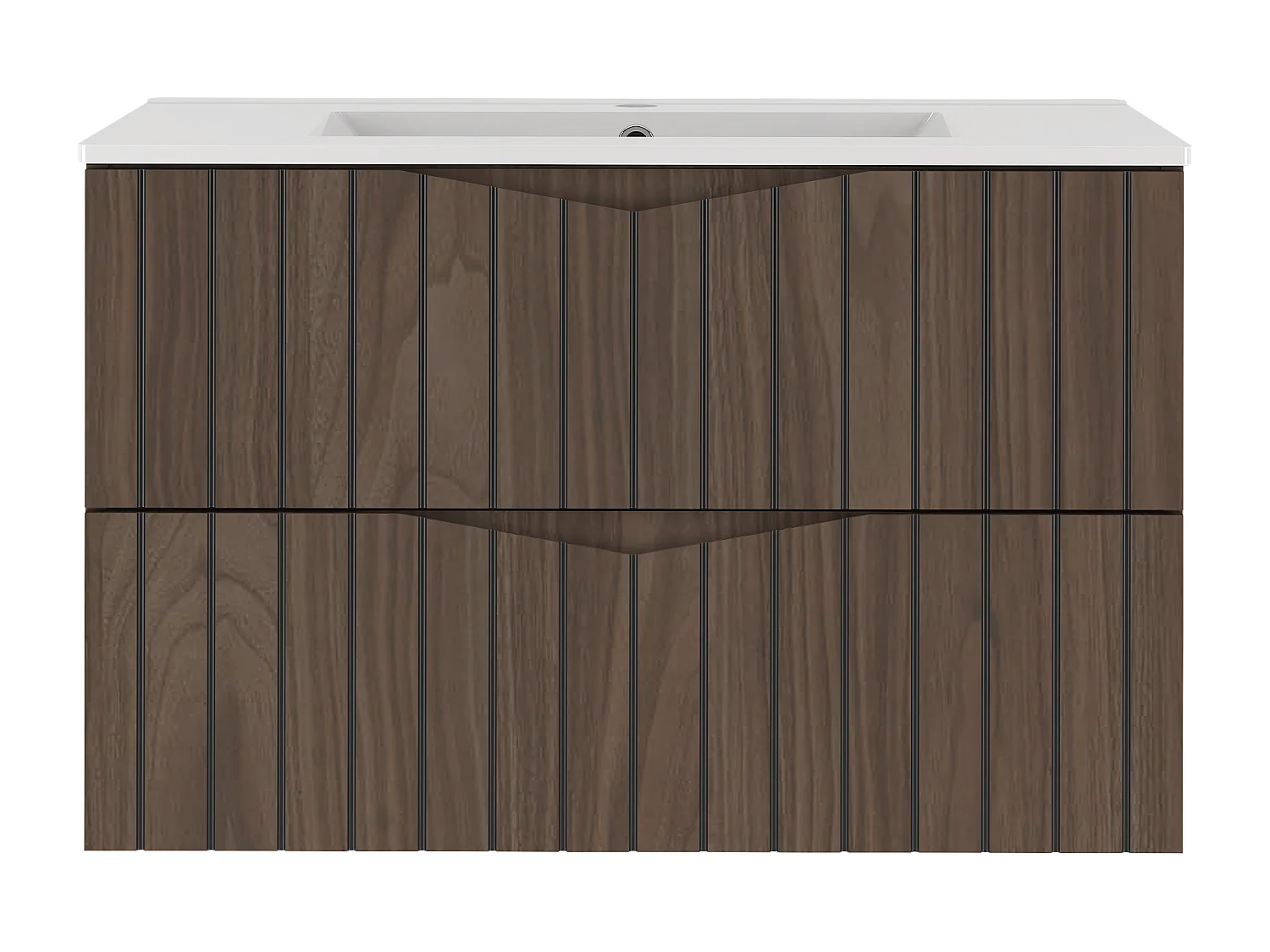 Ensemble de salle de bain 80 cm Armoire avec lavabo Façades rainurées Chêne Noyer Stella