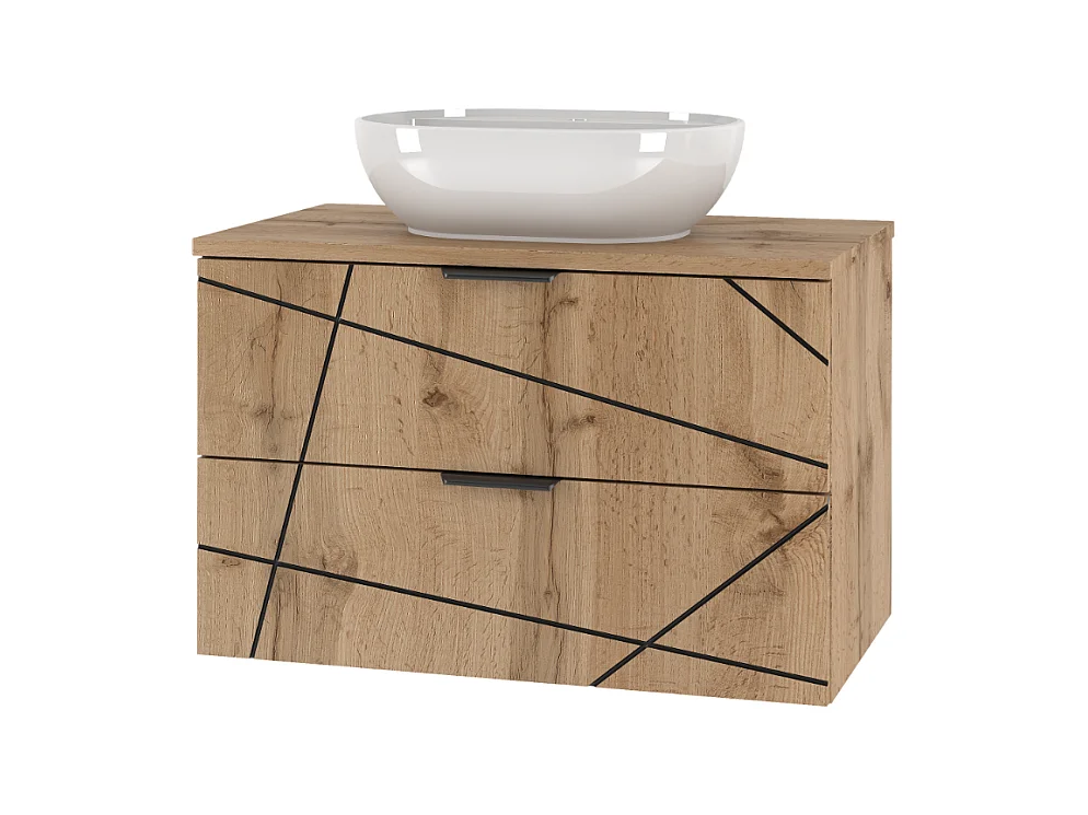Ensemble de salle de bain 80 cm Meuble avec plan de travail Lavabo Chêne Wotan Wood