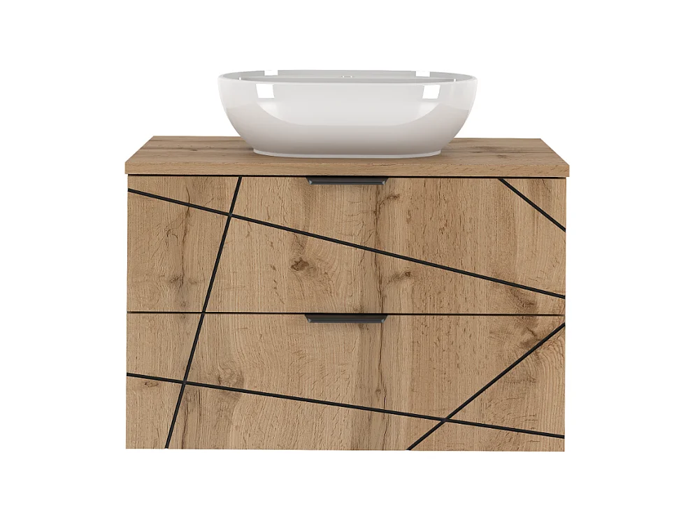 Ensemble de salle de bain 80 cm Meuble avec plan de travail Lavabo Chêne Wotan Wood