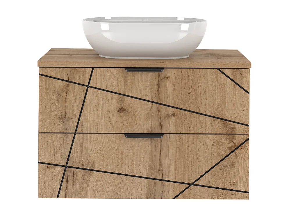 Ensemble de salle de bain 80 cm Meuble avec plan de travail Lavabo Chêne Wotan Wood
