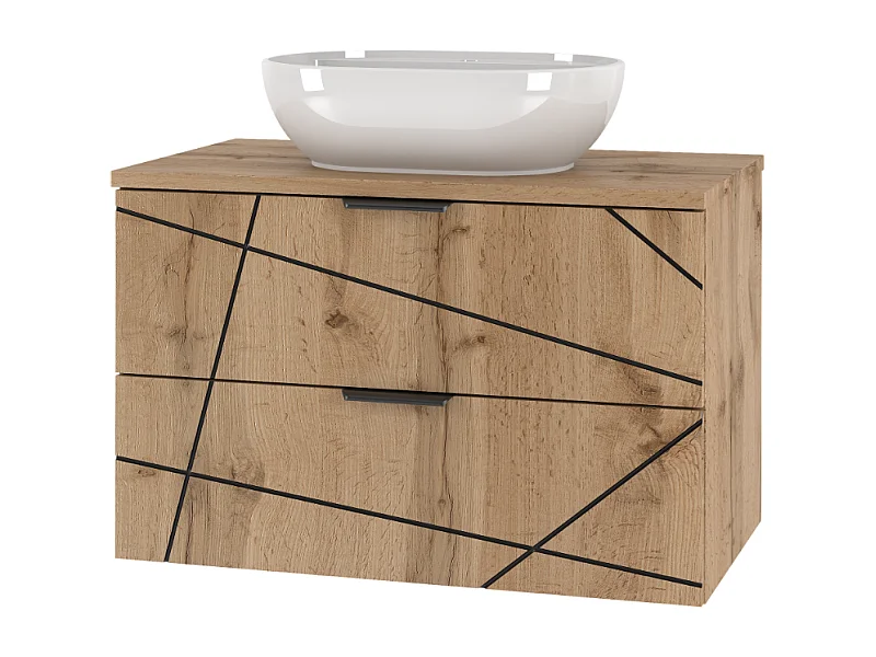 Ensemble de salle de bain 80 cm Meuble avec plan de travail Lavabo Chêne Wotan Wood