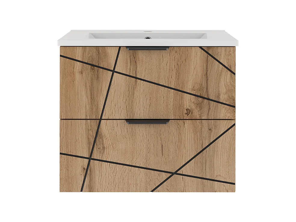 Ensemble de salle de bain 60 cm Meuble avec lavabo Chêne Wotan Wood
