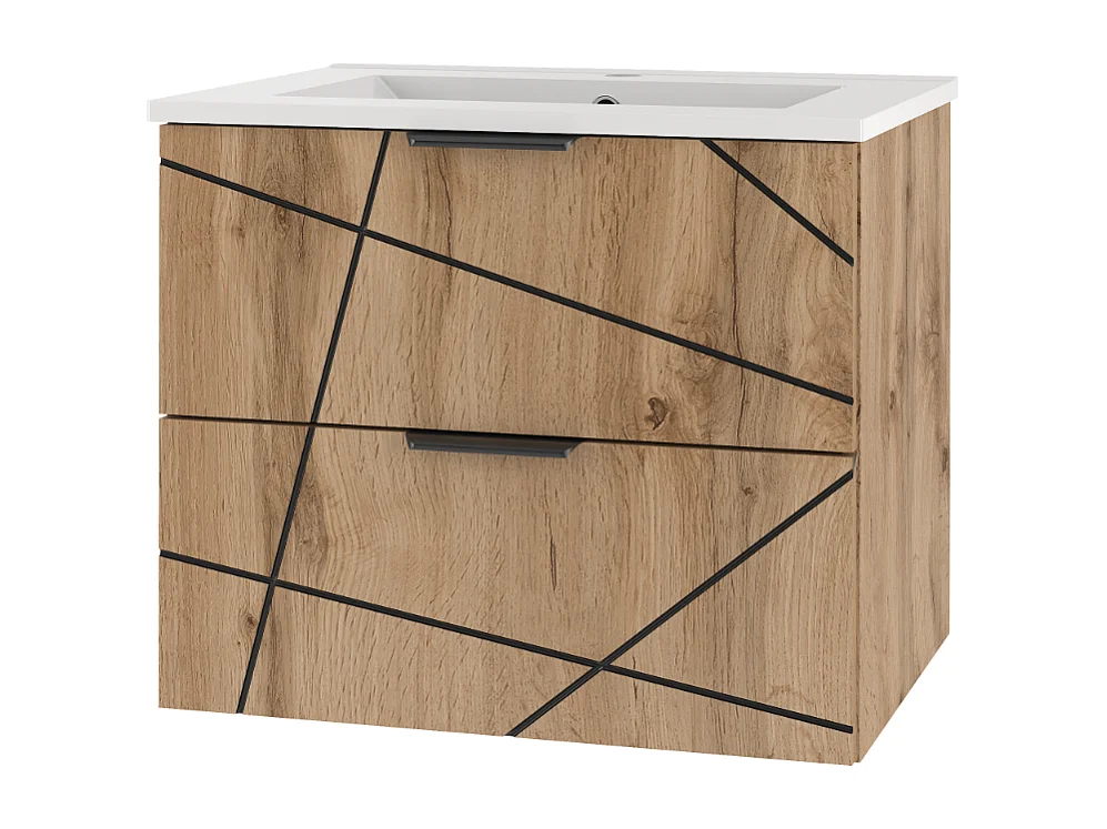 Ensemble de salle de bain 60 cm Meuble avec lavabo Chêne Wotan Wood