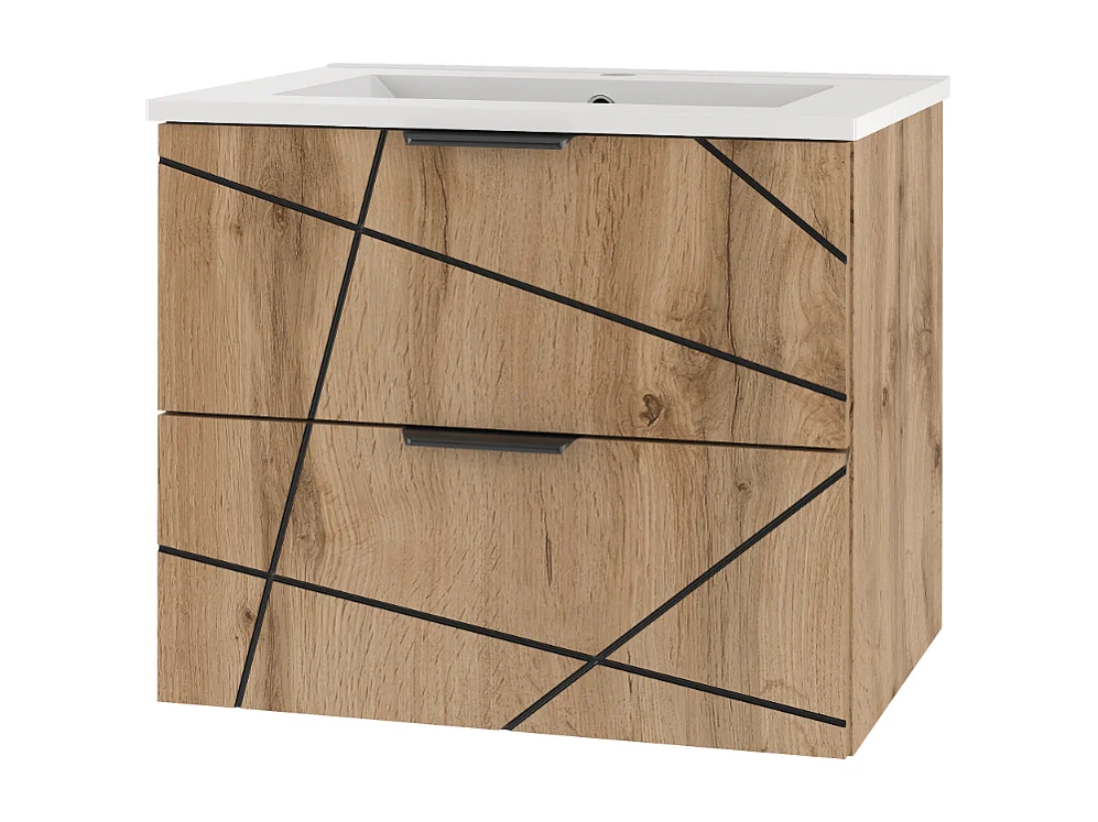 Ensemble de salle de bain 60 cm Meuble avec lavabo Chêne Wotan Wood