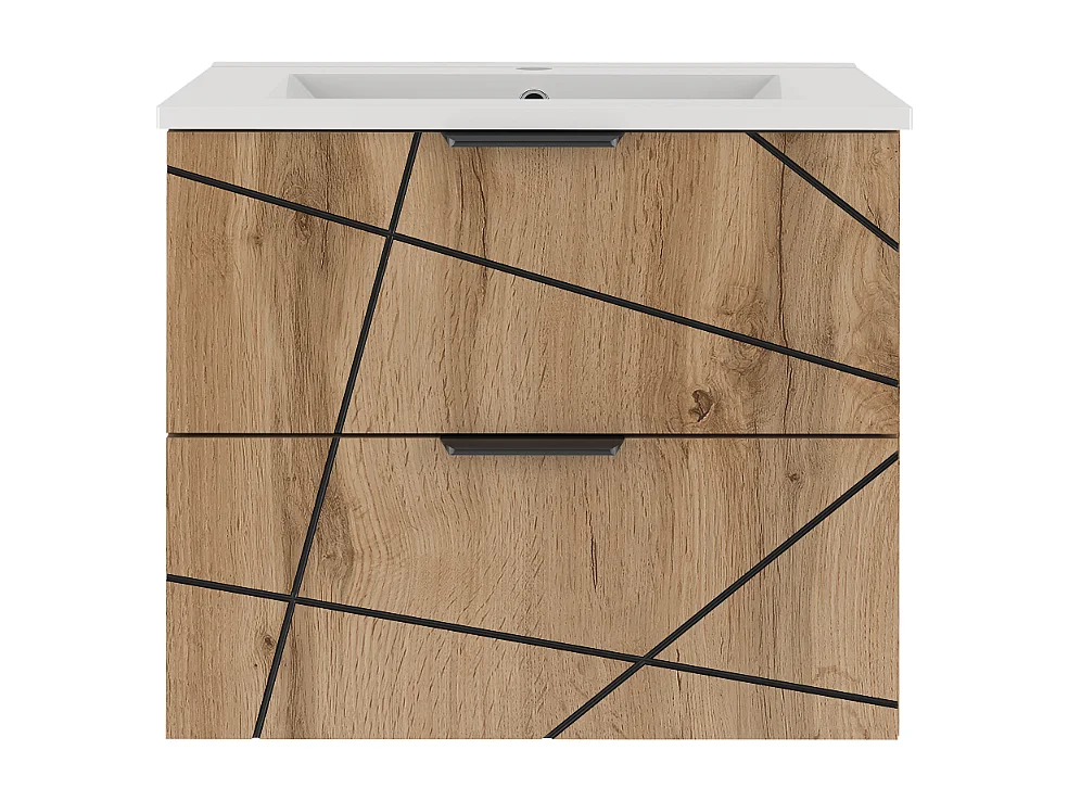 Ensemble de salle de bain 60 cm Meuble avec lavabo Chêne Wotan Wood