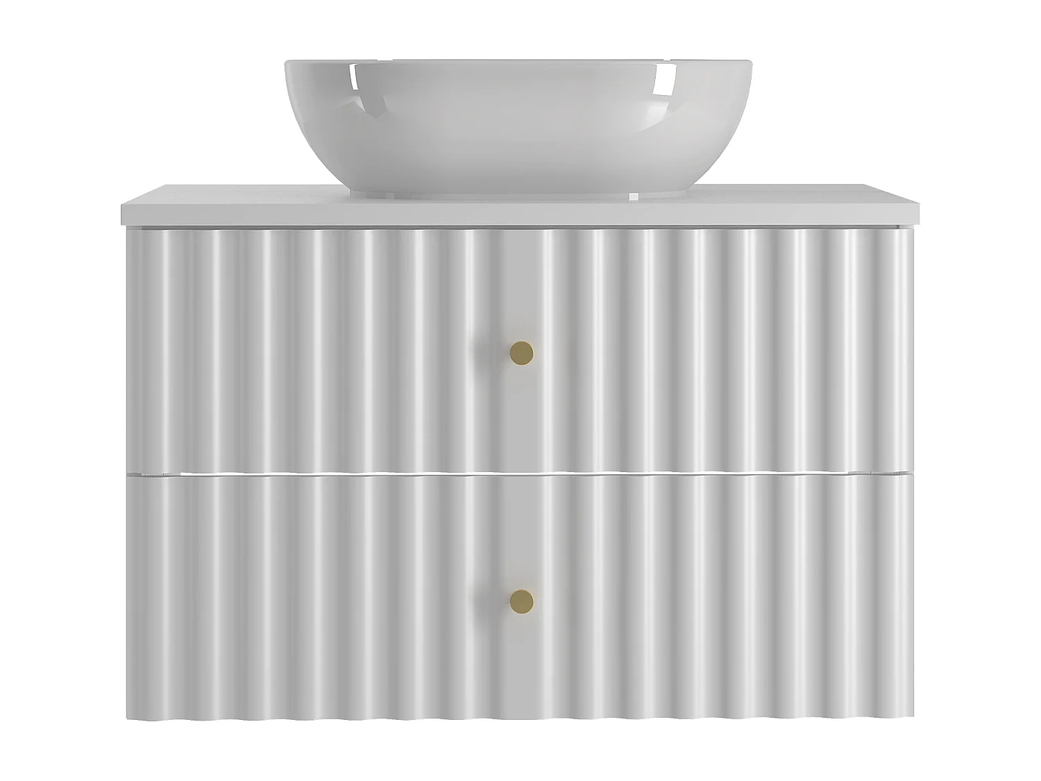 Ensemble de salle de bain blanc 80 cm Armoire avec plan de travail et lavabo Façades rainurées Aqua