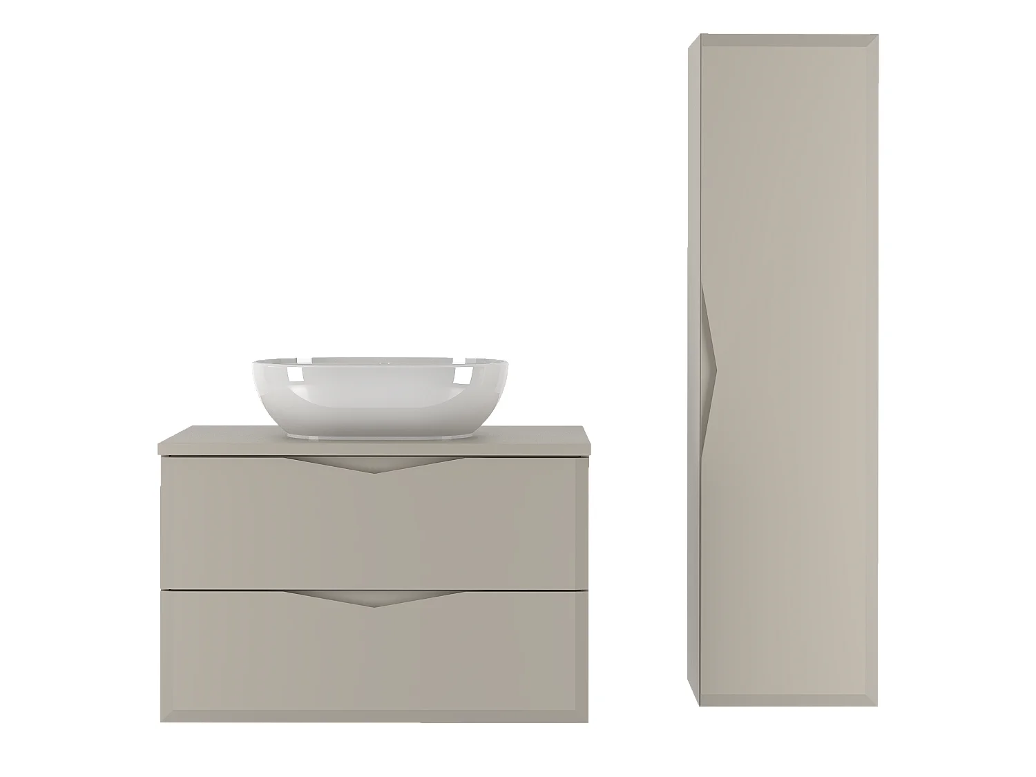 Ensemble de salle de bain en cachemire 80 cm Meuble avec plan de travail Lavabo Colonne Delica