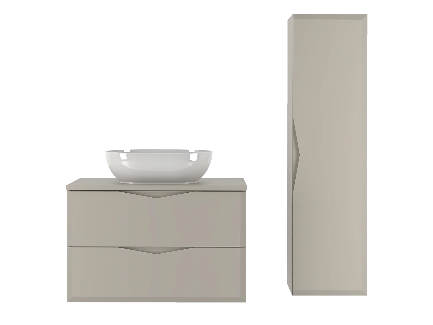 Ensemble de salle de bain en cachemire 80 cm Meuble avec plan de travail Lavabo Colonne Delica