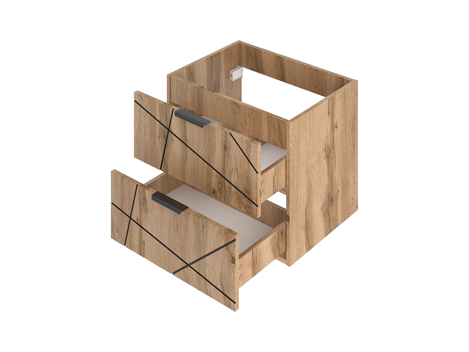 Ensemble de salle de bain 60 cm Meuble avec lavabo Colonne Chêne Wotan Wood