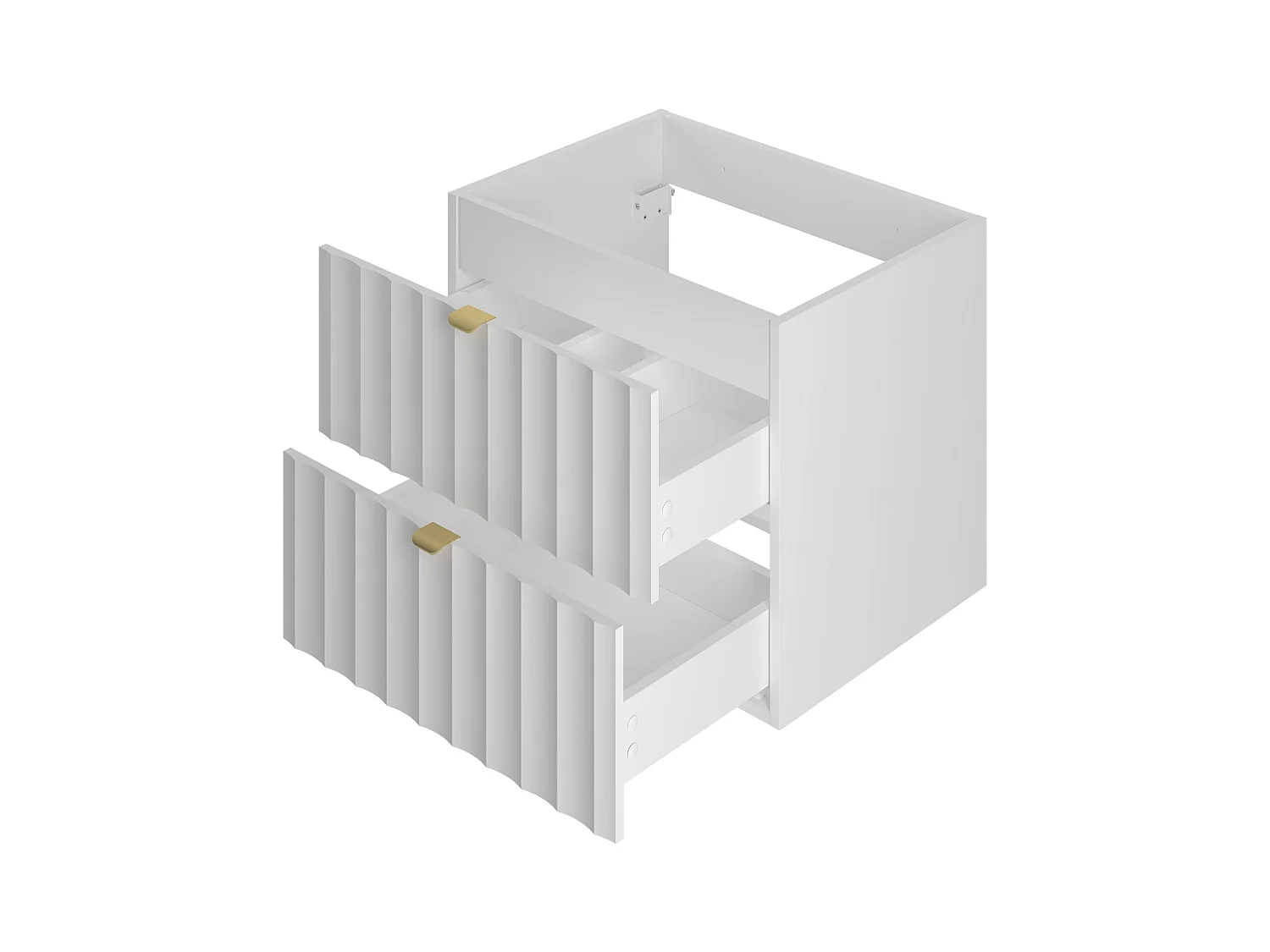 Ensemble de salle de bain blanc 120 cm Armoire avec plan de travail Lavabo Colonne Façades rainurées Arcos