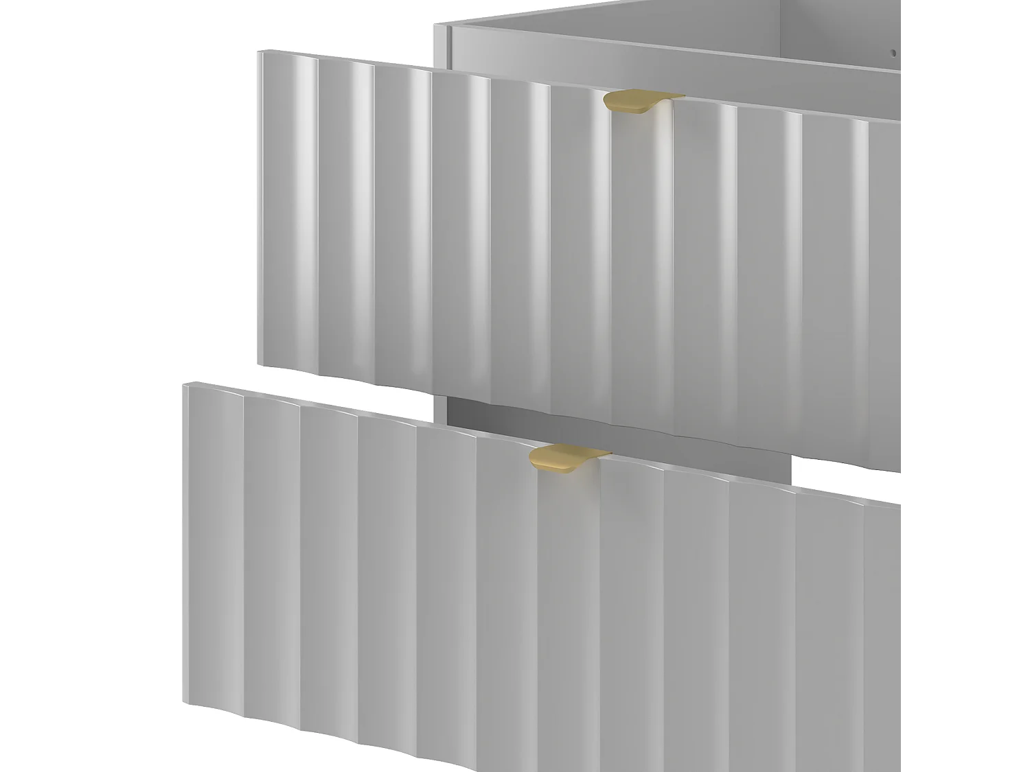 Ensemble de salle de bain blanc 120 cm Armoire avec plan de travail Lavabo Colonne Façades rainurées Arcos