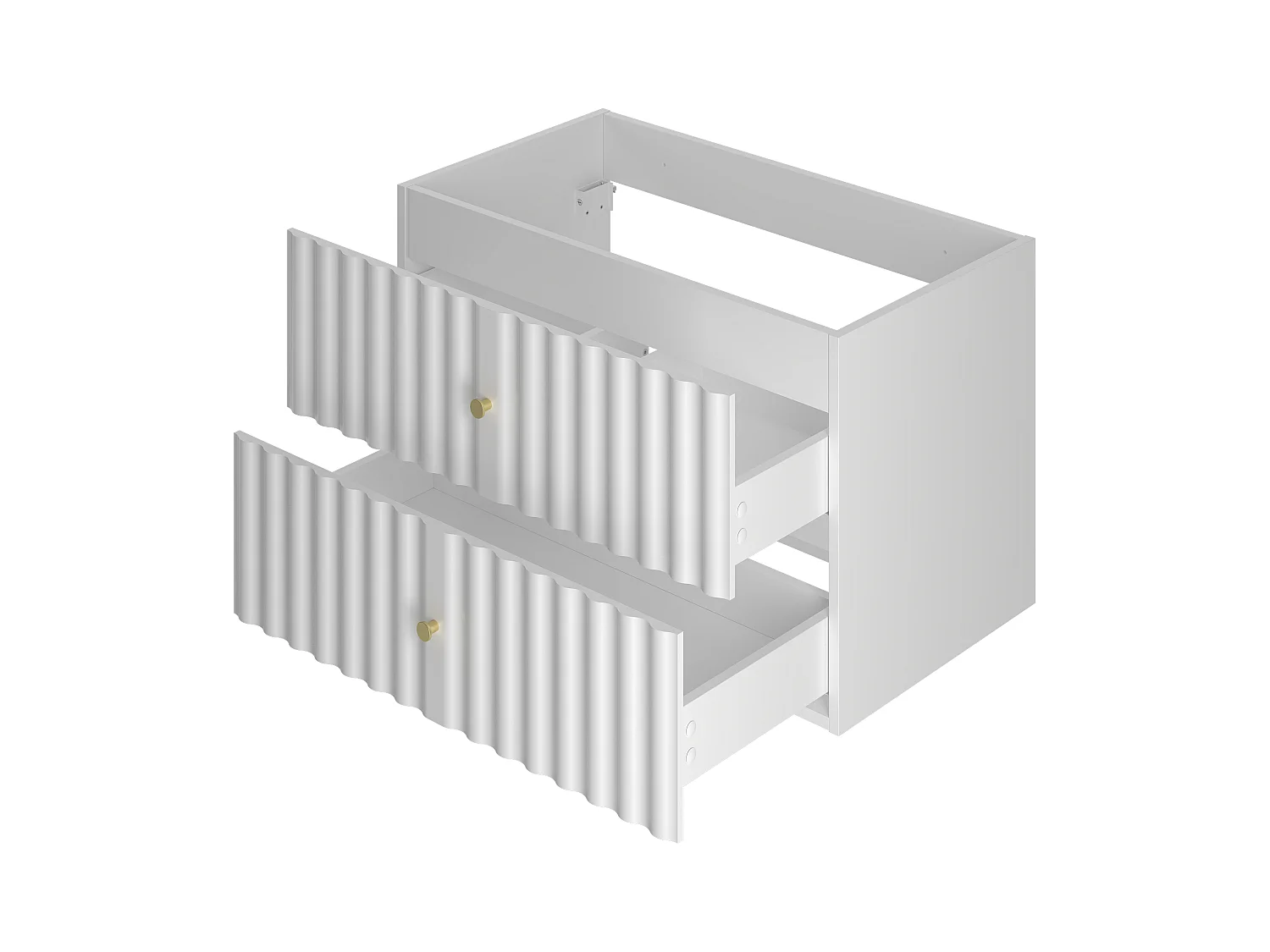 Ensemble de salle de bain blanc 80 cm Meuble avec lavabo Colonne Façades rainurées Aqua